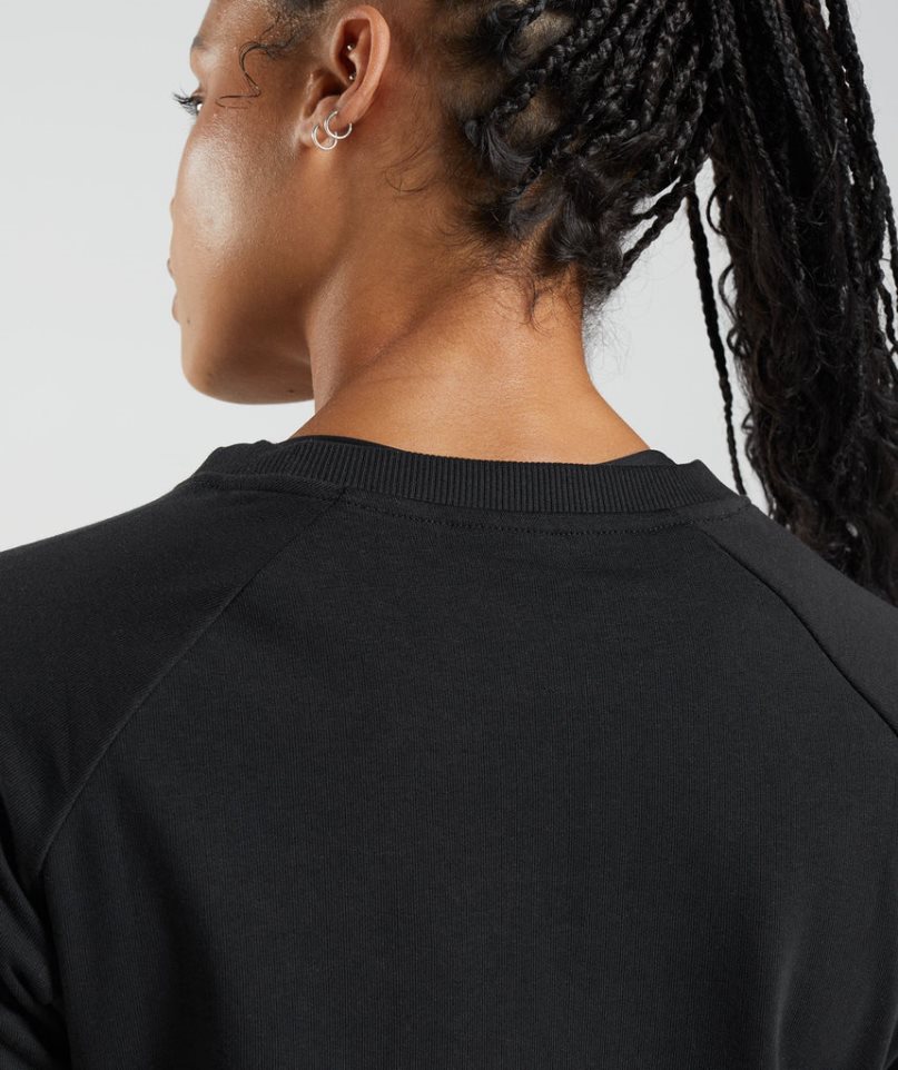 Gymshark Legacy Cropped Női Pulóverek Fekete | HU-U-891