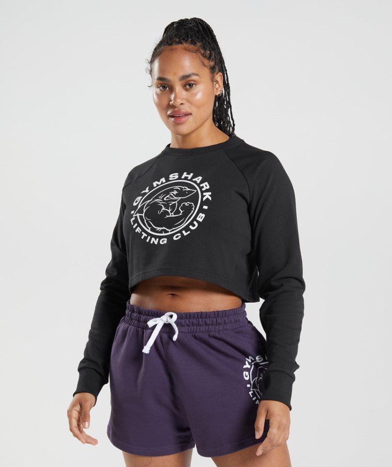 Gymshark Legacy Cropped Női Pulóverek Fekete | HU-U-891