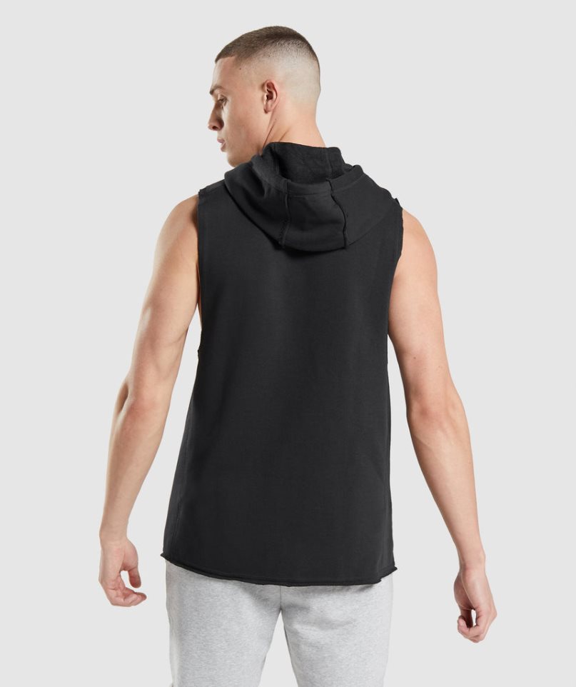 Gymshark Legacy Drop Arm Férfi Kapucnis Pulóver Fekete | HU-I-068