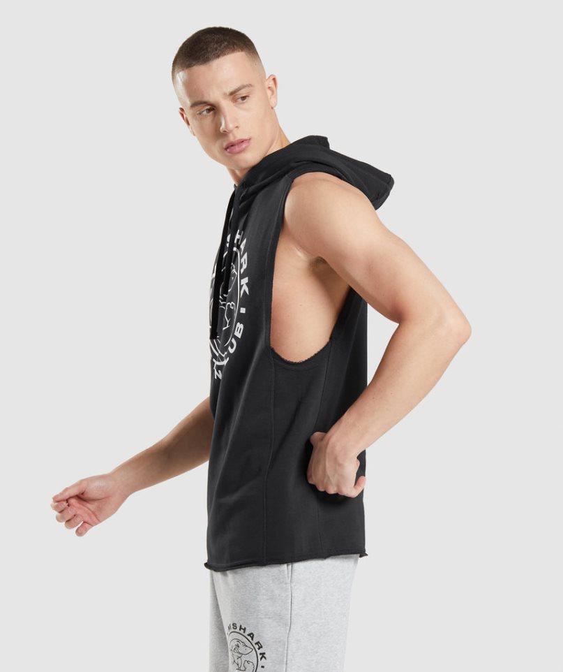 Gymshark Legacy Drop Arm Férfi Kapucnis Pulóver Fekete | HU-I-068