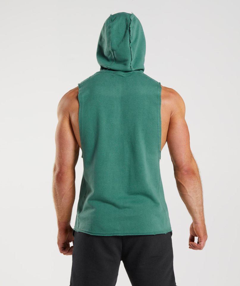 Gymshark Legacy Drop Arm Férfi Kapucnis Pulóver Zöld | HU-N-203