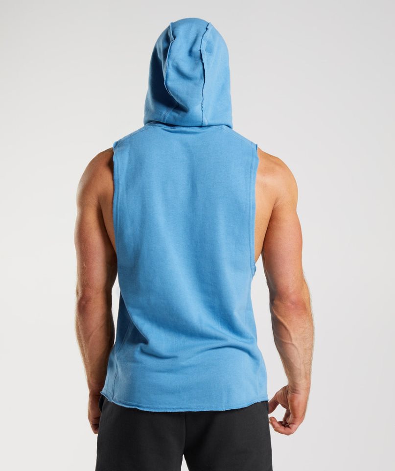 Gymshark Legacy Drop Arm Férfi Kapucnis Pulóver Kék | HU-N-204