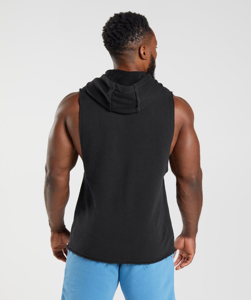 Gymshark Legacy Drop Arm Férfi Kapucnis Pulóver Fekete | HU-P-159