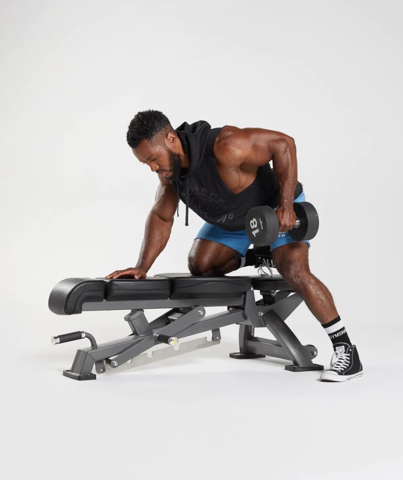 Gymshark Legacy Drop Arm Férfi Kapucnis Pulóver Fekete | HU-P-159