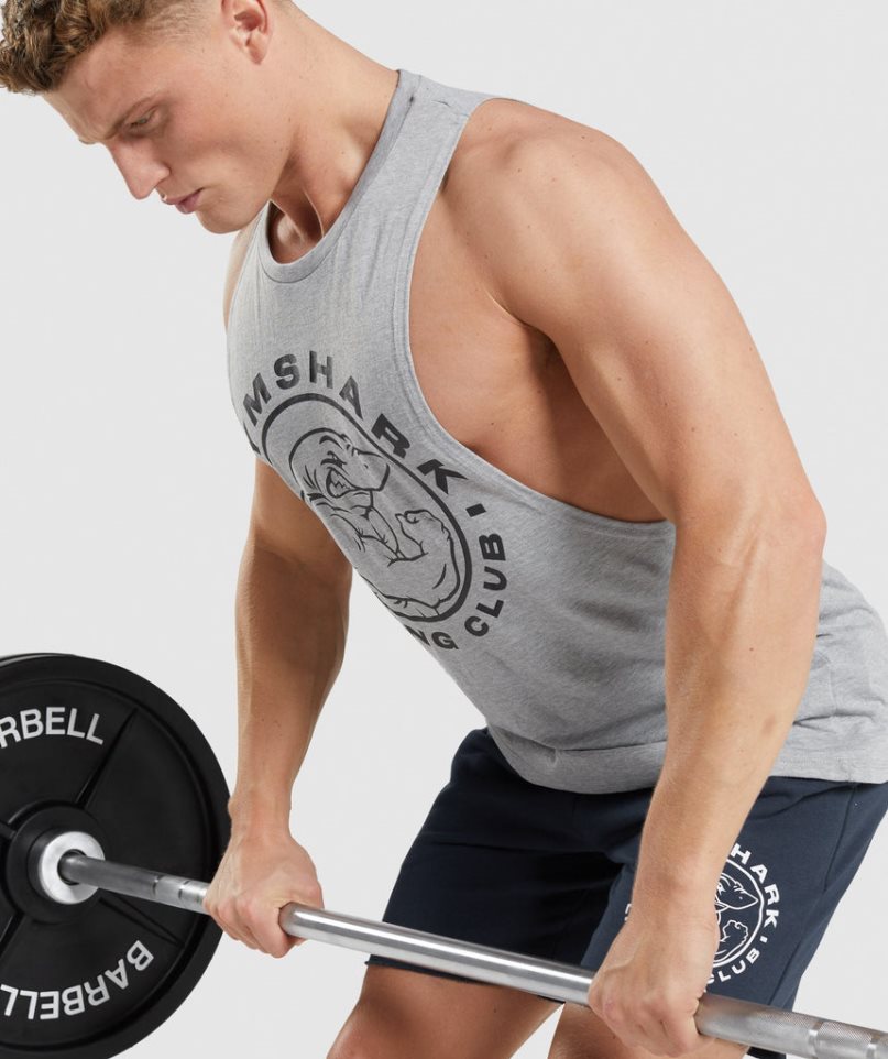 Gymshark Legacy Drop Arm Férfi Ujjatlan Póló Világos Szürke | HU-F-241