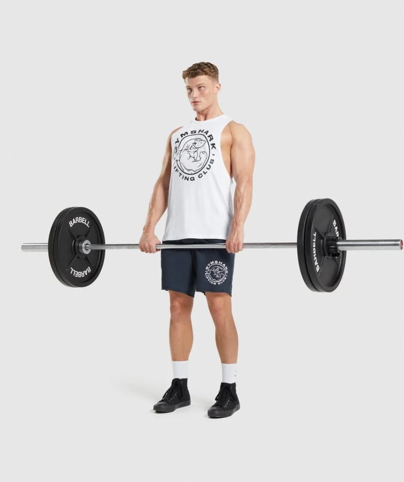 Gymshark Legacy Drop Arm Férfi Ujjatlan Póló Fehér | HU-I-637