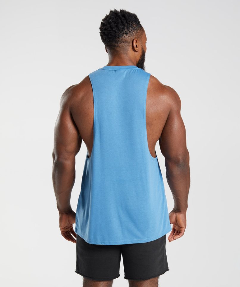 Gymshark Legacy Drop Arm Férfi Ujjatlan Póló Kék | HU-M-920
