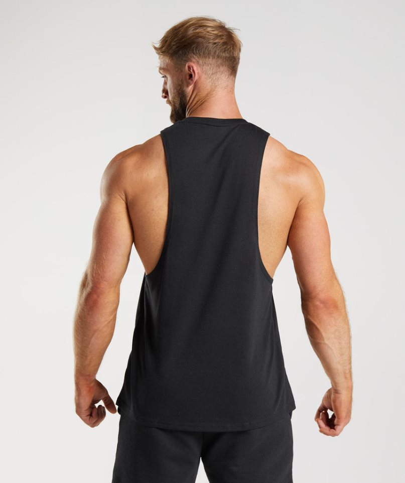 Gymshark Legacy Drop Arm Férfi Ujjatlan Póló Fekete | HU-R-290