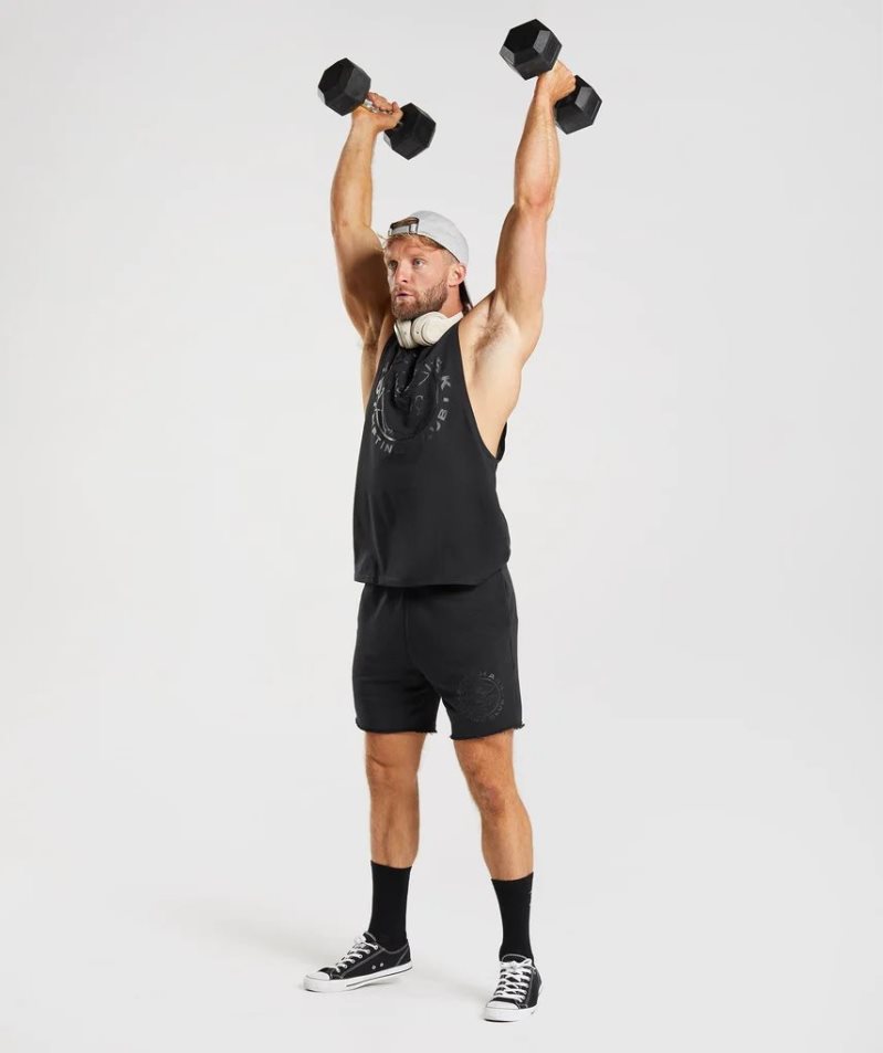 Gymshark Legacy Drop Arm Férfi Ujjatlan Póló Fekete | HU-R-290