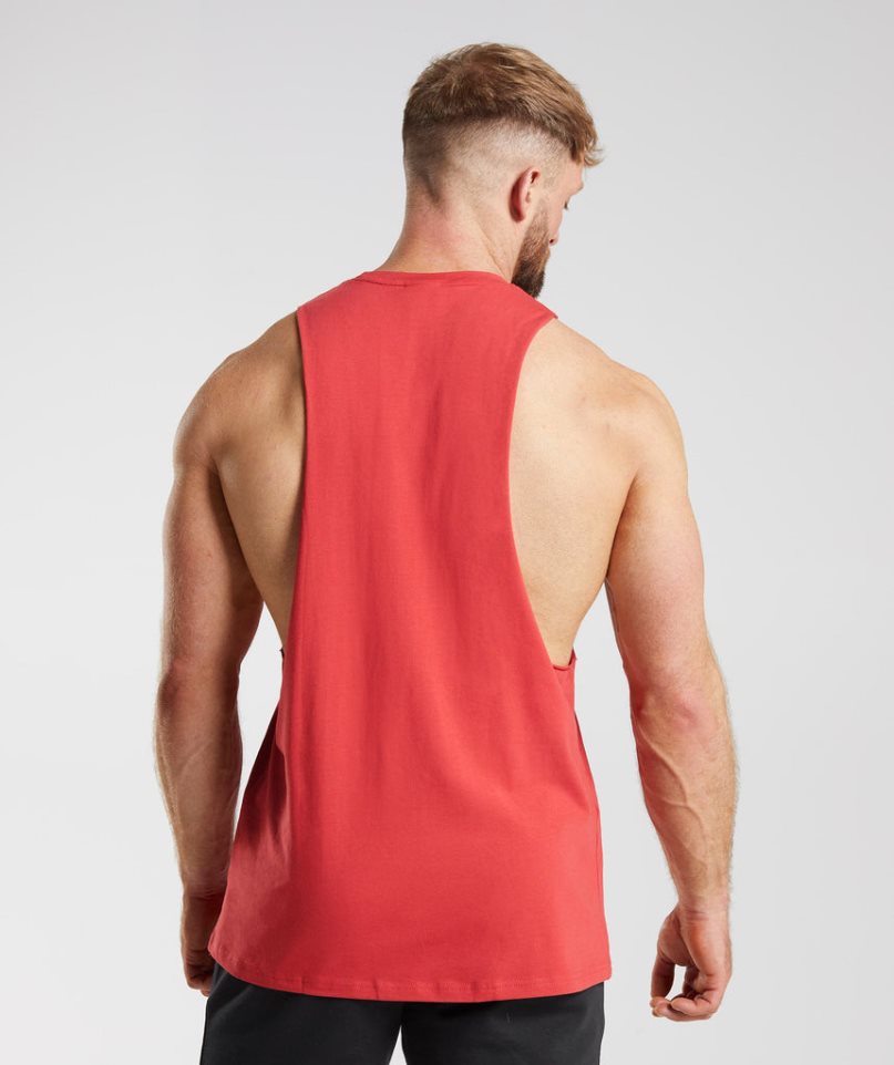Gymshark Legacy Drop Arm Férfi Ujjatlan Póló Piros | HU-W-473