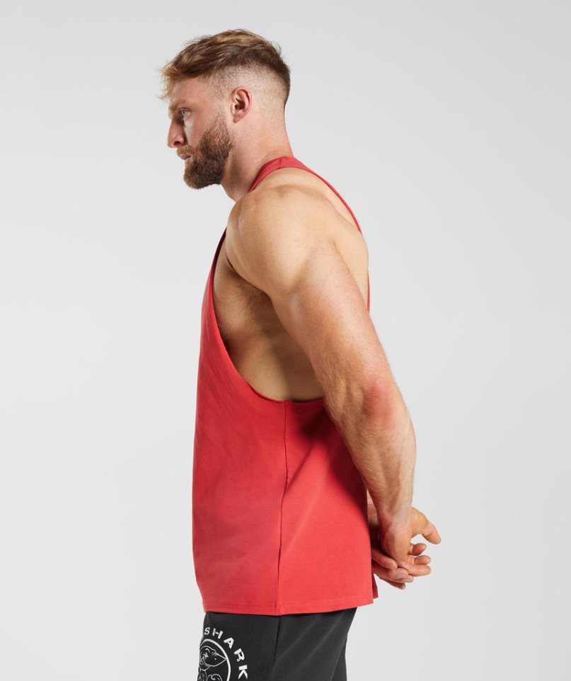 Gymshark Legacy Drop Arm Férfi Ujjatlan Póló Piros | HU-W-473