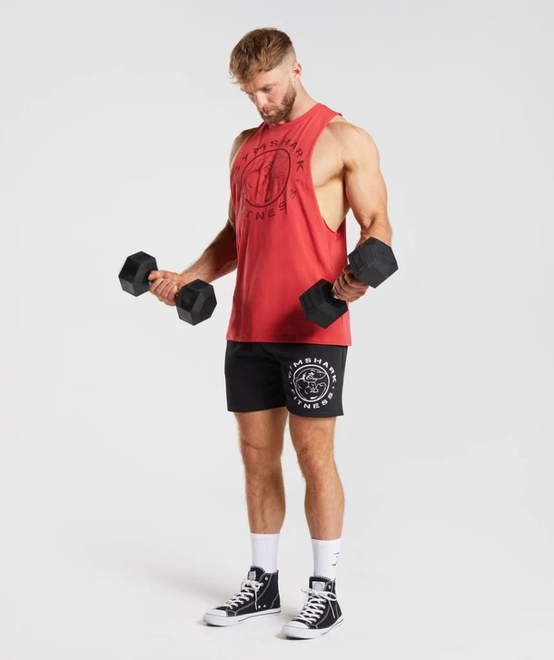 Gymshark Legacy Drop Arm Férfi Ujjatlan Póló Piros | HU-W-473