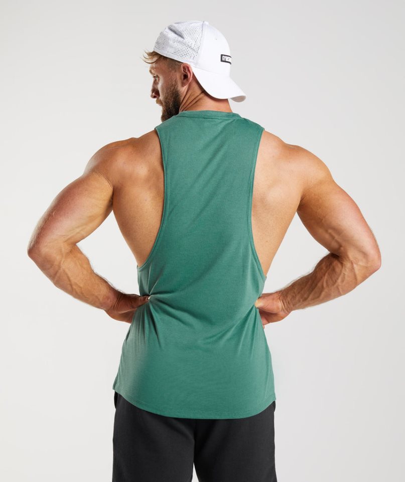 Gymshark Legacy Drop Arm Férfi Ujjatlan Póló Zöld | HU-W-792