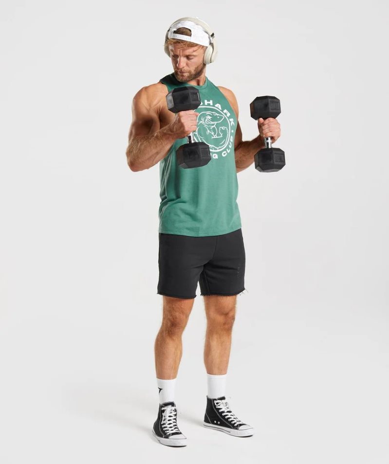 Gymshark Legacy Drop Arm Férfi Ujjatlan Póló Zöld | HU-W-792