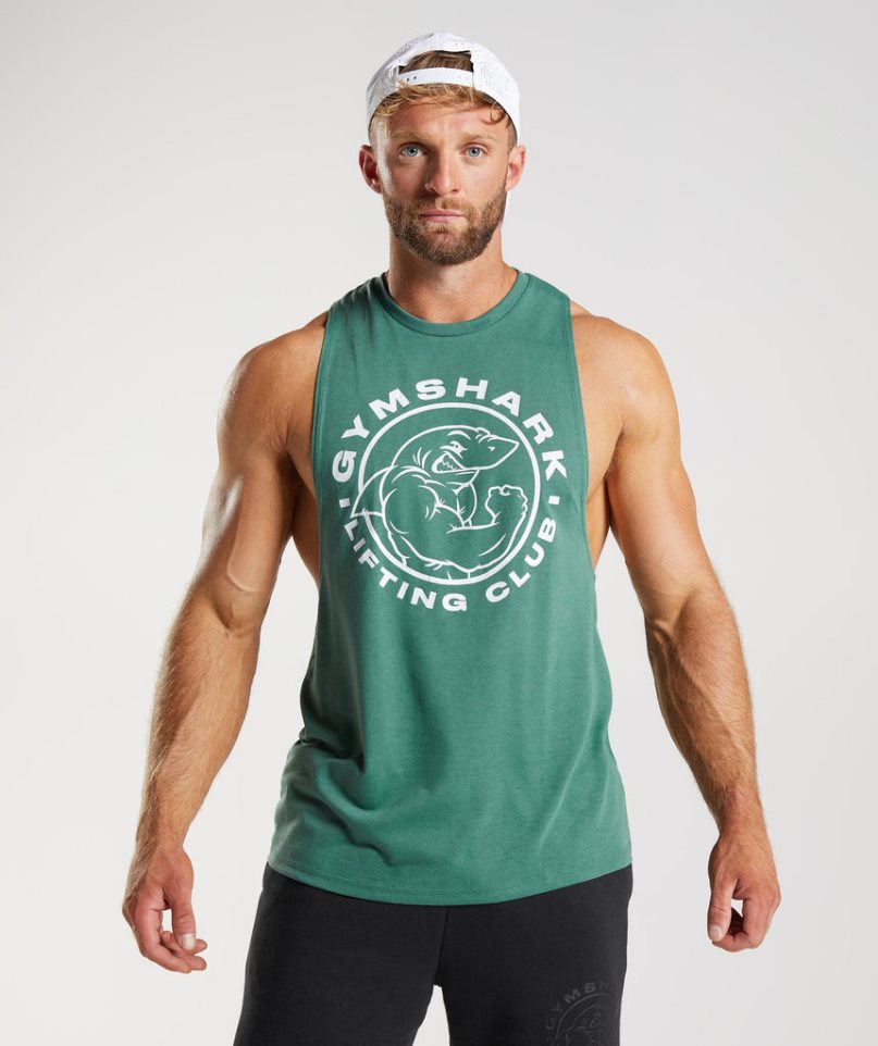 Gymshark Legacy Drop Arm Férfi Ujjatlan Póló Zöld | HU-W-792