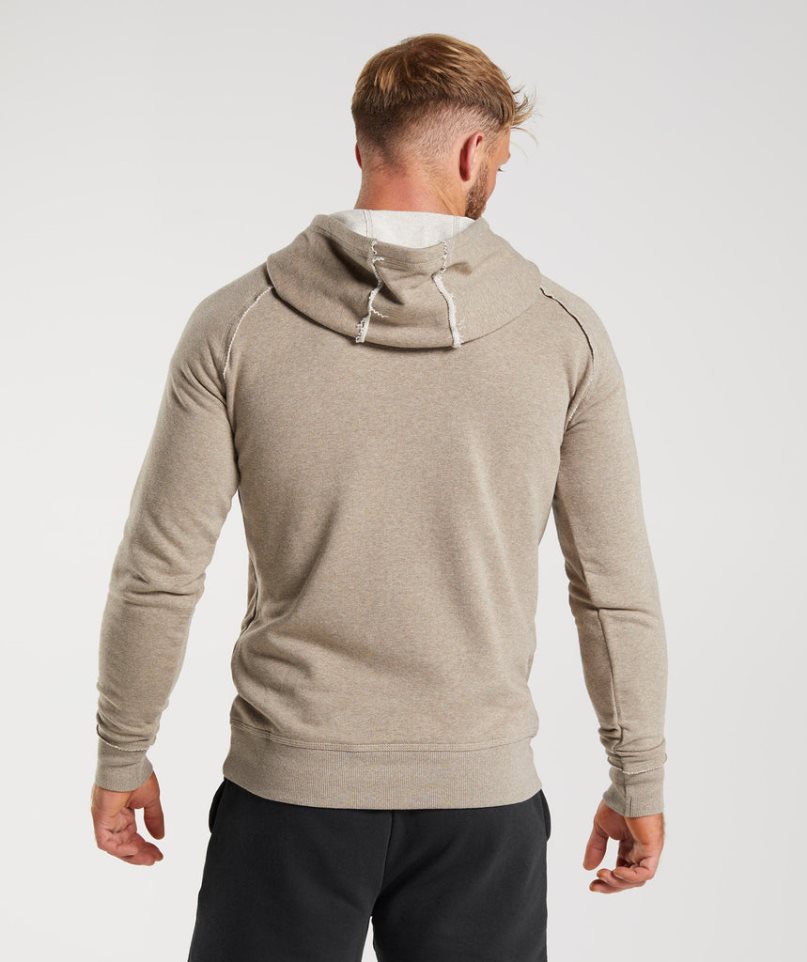 Gymshark Legacy Férfi Kapucnis Pulóver Bézs | HU-E-492