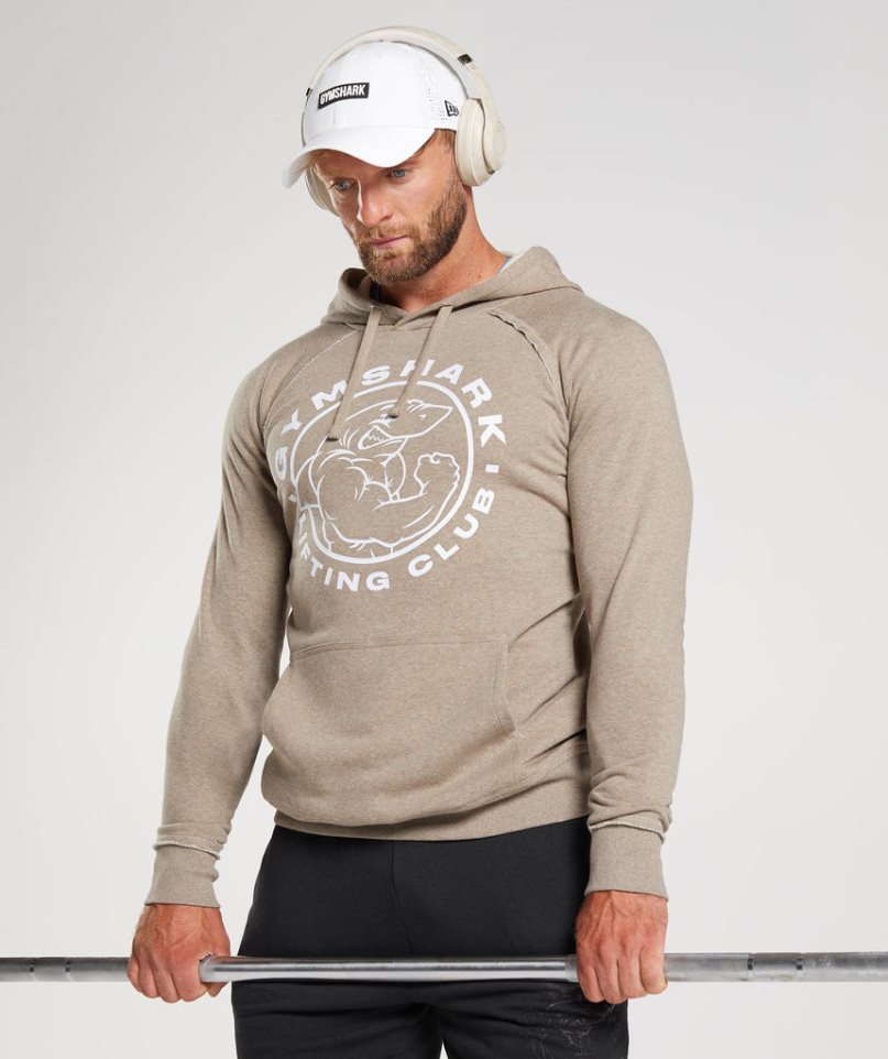Gymshark Legacy Férfi Kapucnis Pulóver Bézs | HU-E-492