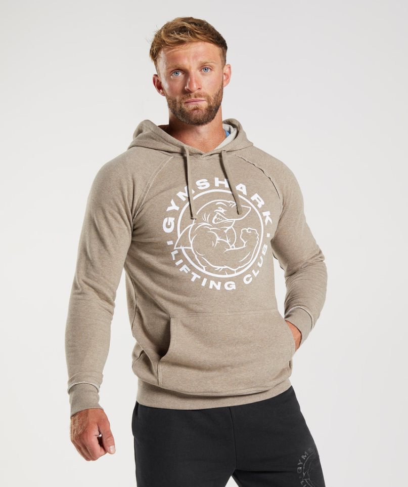 Gymshark Legacy Férfi Kapucnis Pulóver Bézs | HU-E-492