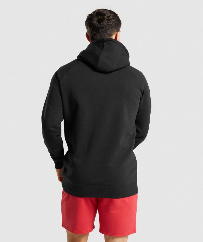 Gymshark Legacy Férfi Kapucnis Pulóver Fekete | HU-O-418