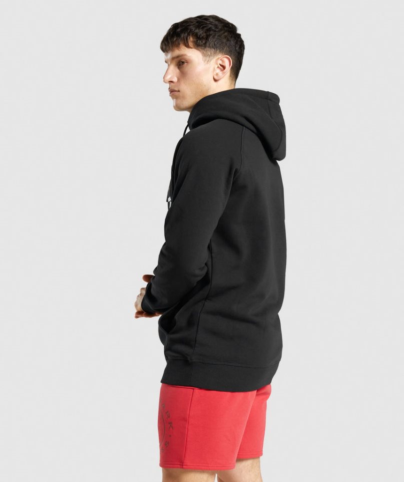 Gymshark Legacy Férfi Kapucnis Pulóver Fekete | HU-O-418