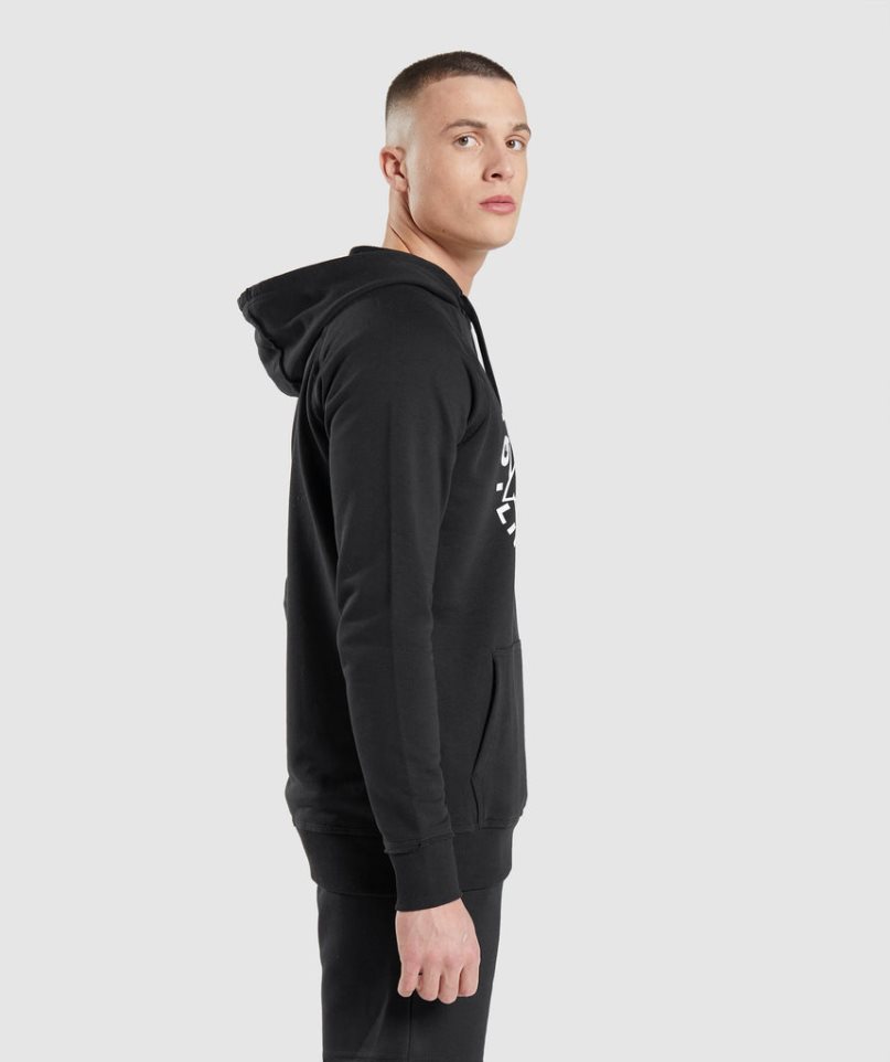 Gymshark Legacy Férfi Kapucnis Pulóver Fekete | HU-P-861