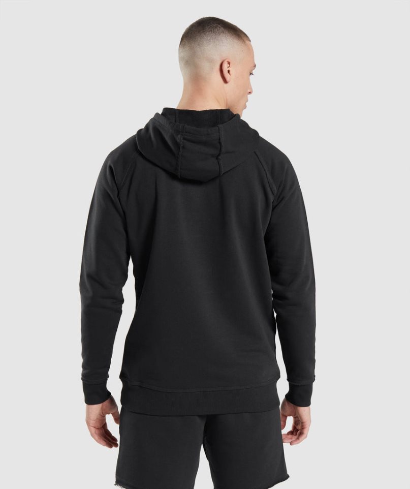 Gymshark Legacy Férfi Kapucnis Pulóver Fekete | HU-P-861
