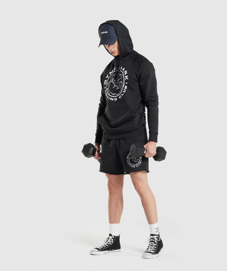Gymshark Legacy Férfi Kapucnis Pulóver Fekete | HU-P-861