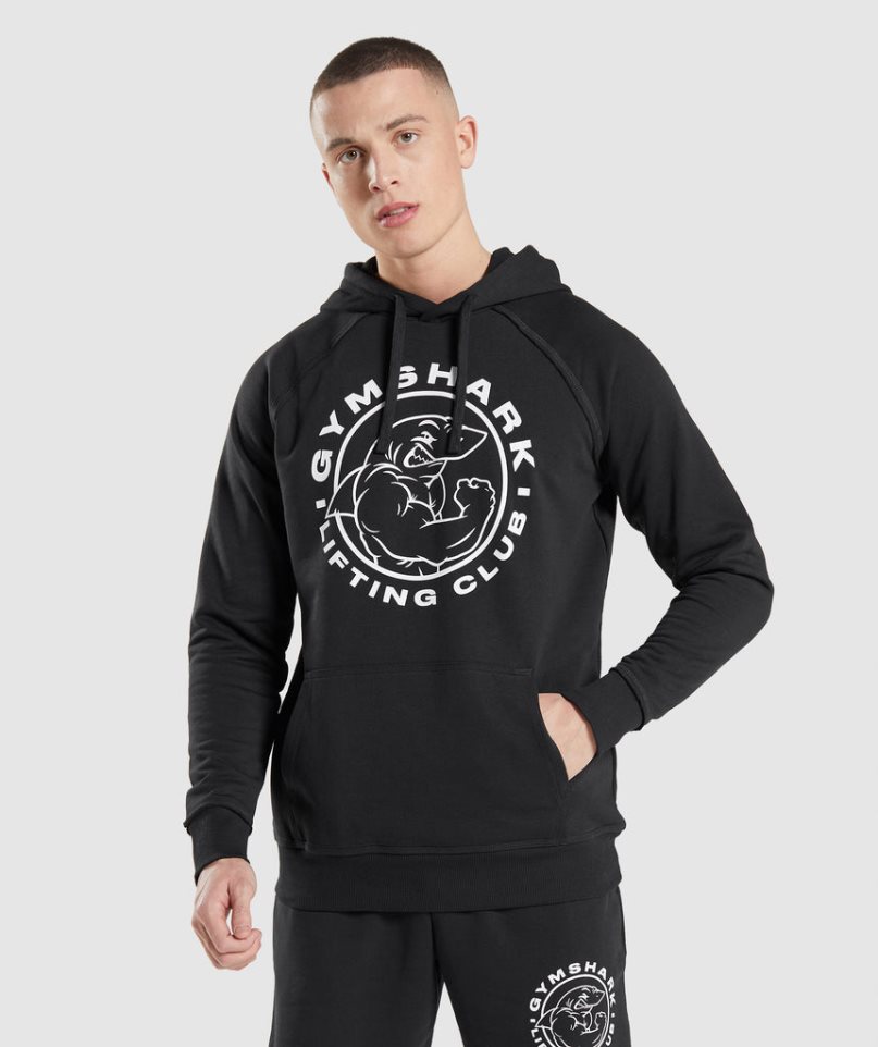 Gymshark Legacy Férfi Kapucnis Pulóver Fekete | HU-P-861