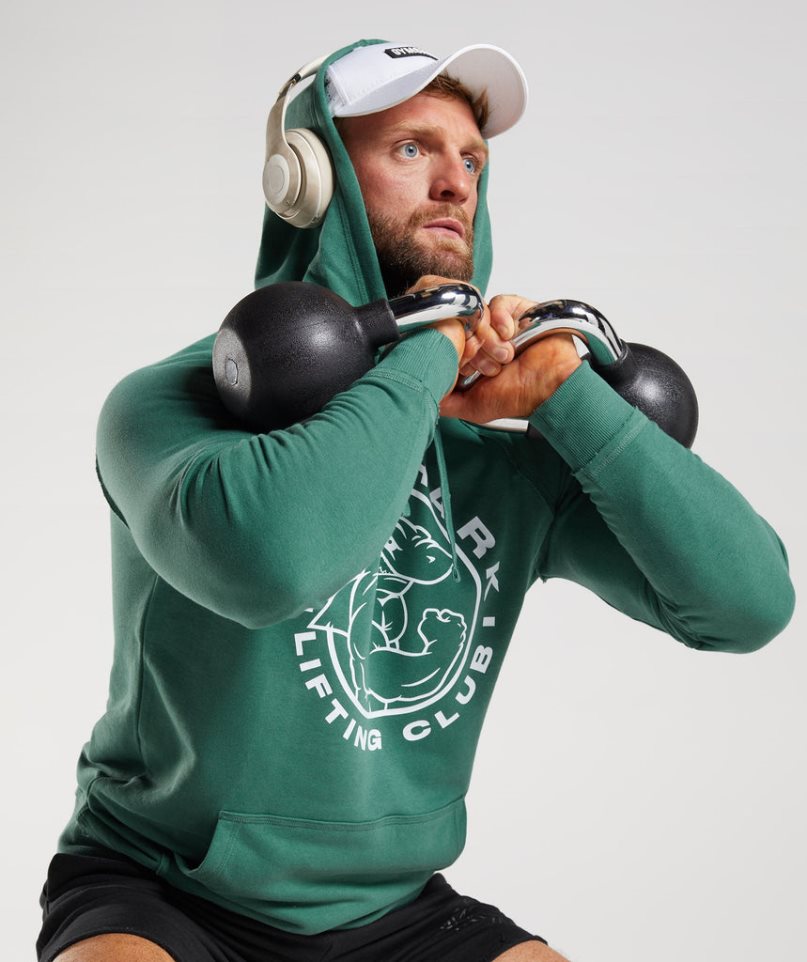 Gymshark Legacy Férfi Kapucnis Pulóver Zöld | HU-M-863