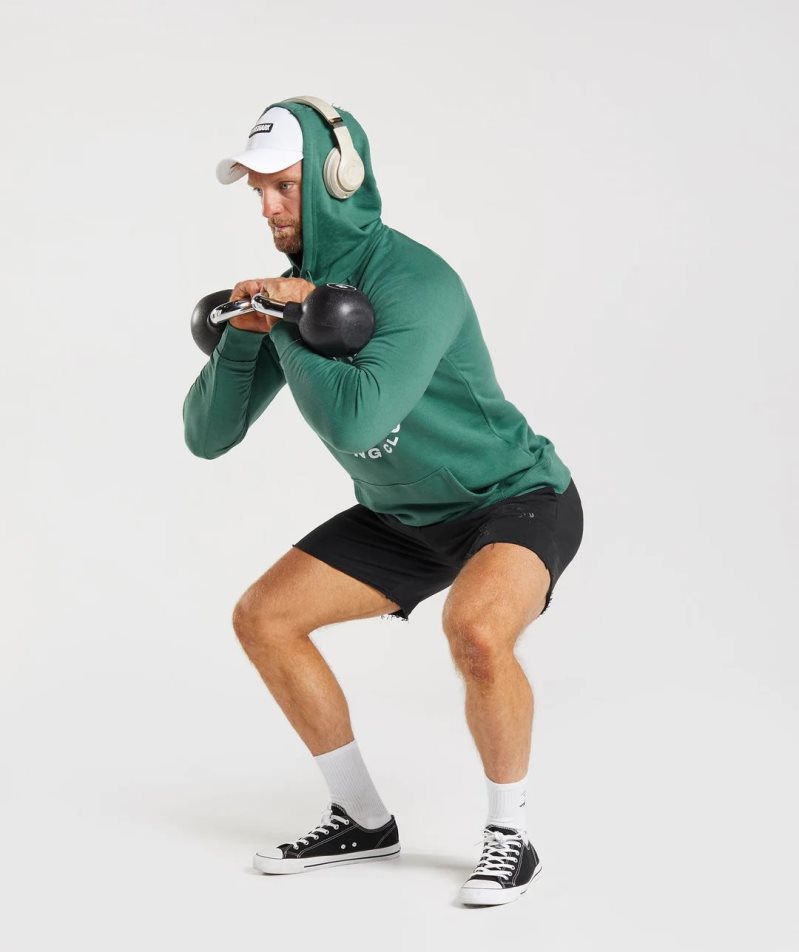 Gymshark Legacy Férfi Kapucnis Pulóver Zöld | HU-M-863