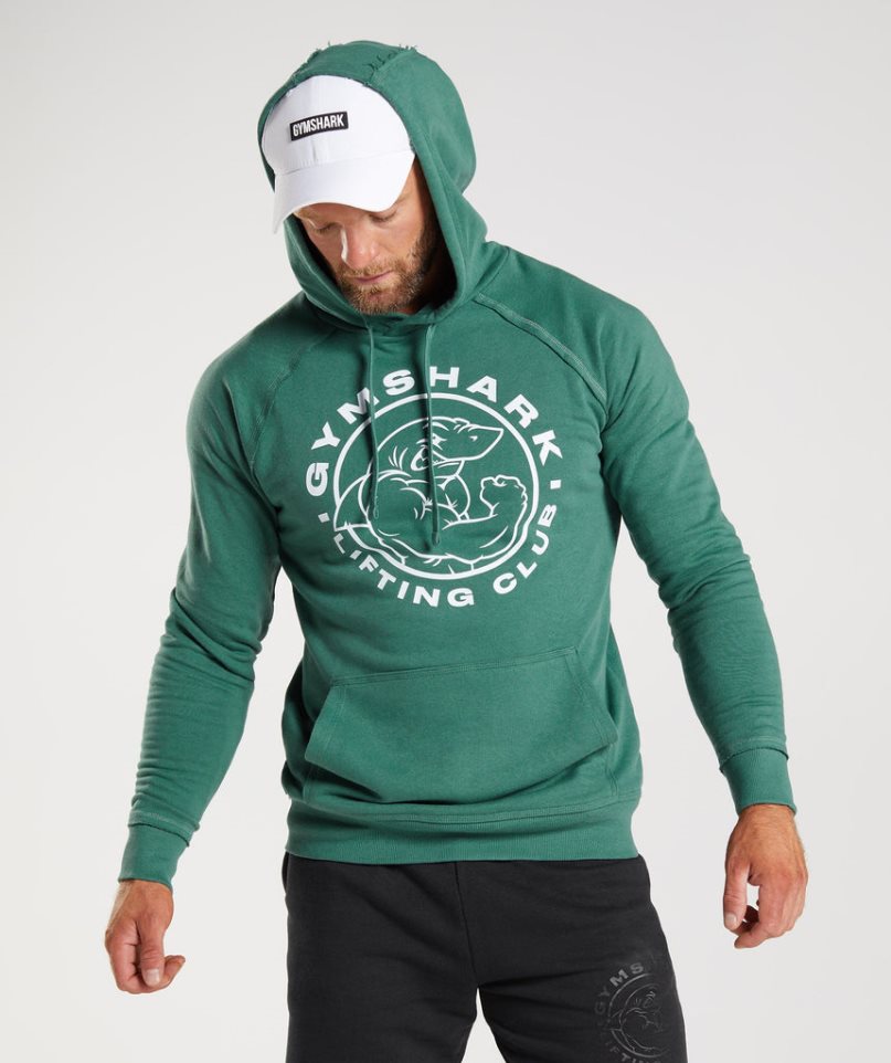 Gymshark Legacy Férfi Kapucnis Pulóver Zöld | HU-M-863