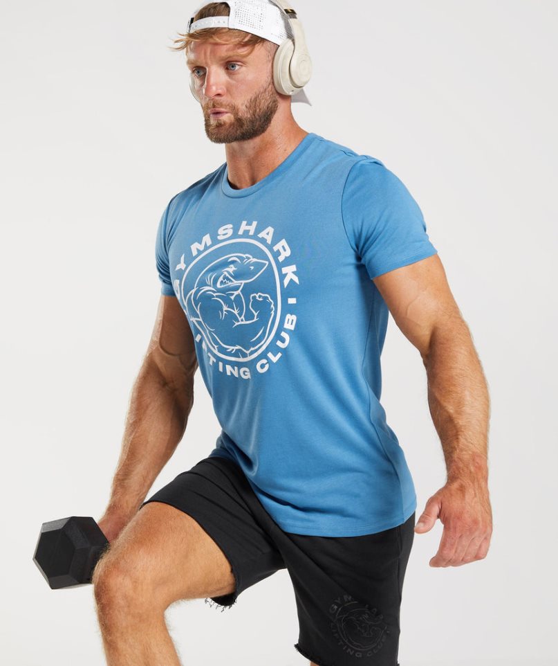 Gymshark Legacy Férfi Póló Kék | HU-A-834