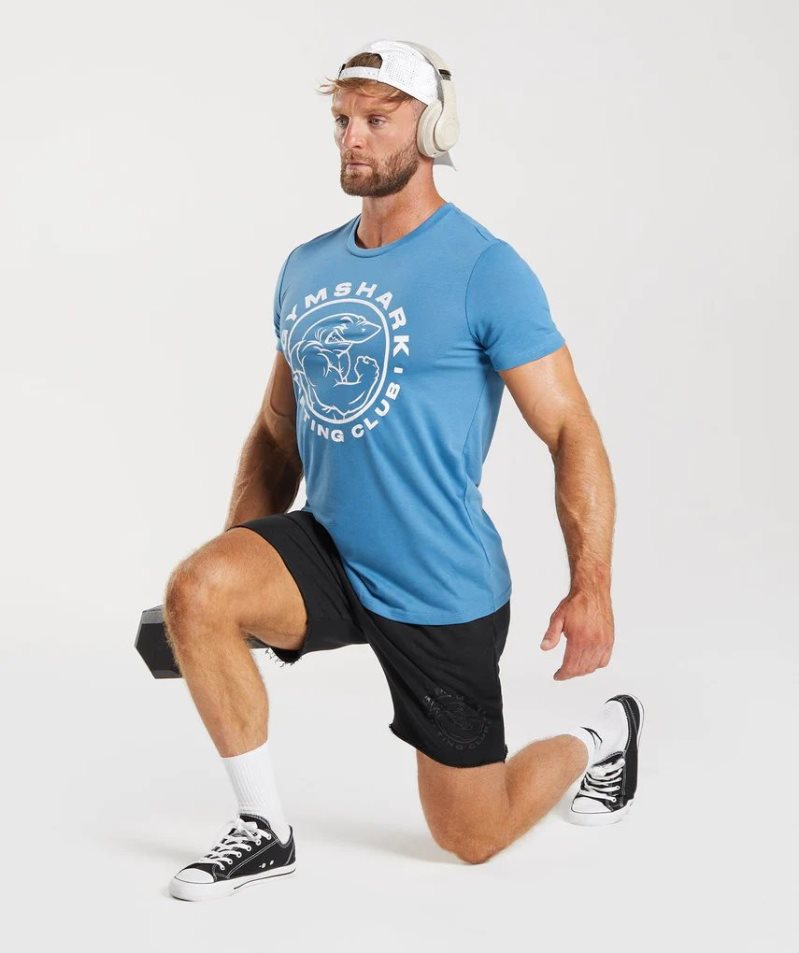 Gymshark Legacy Férfi Póló Kék | HU-A-834