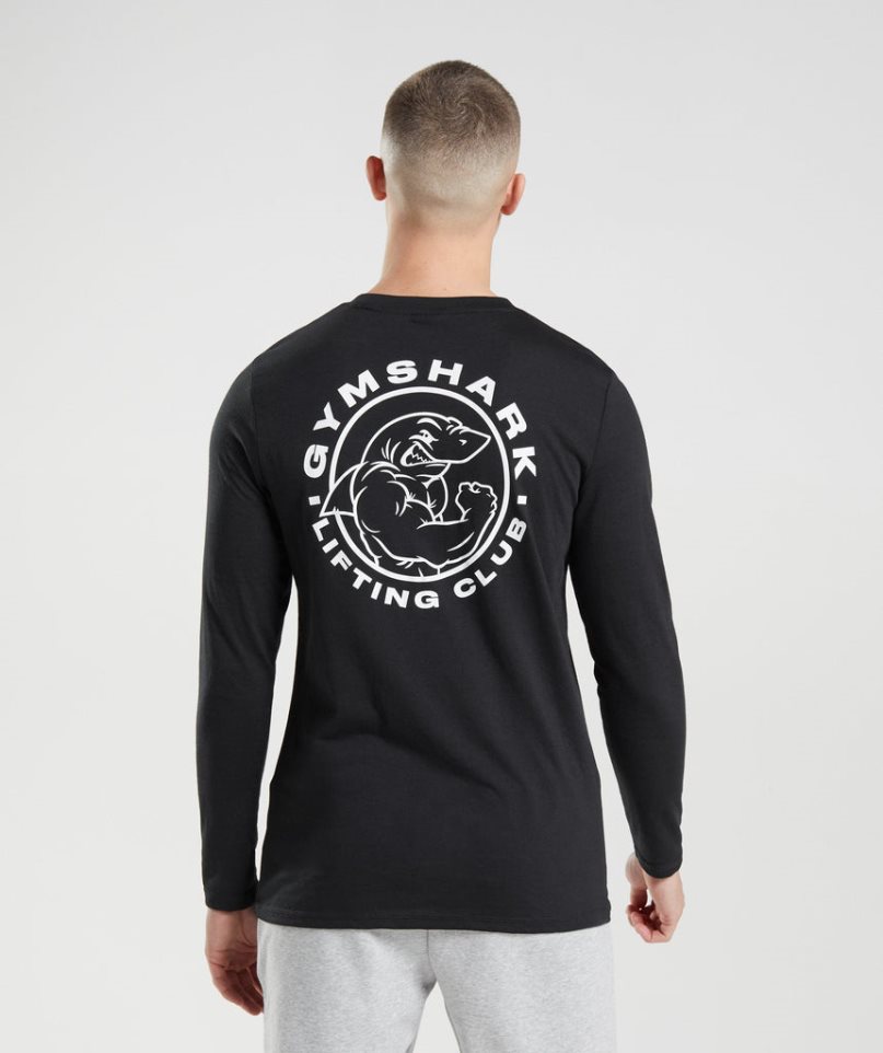 Gymshark Legacy Long Sleeve Férfi Póló Fekete | HU-Y-421