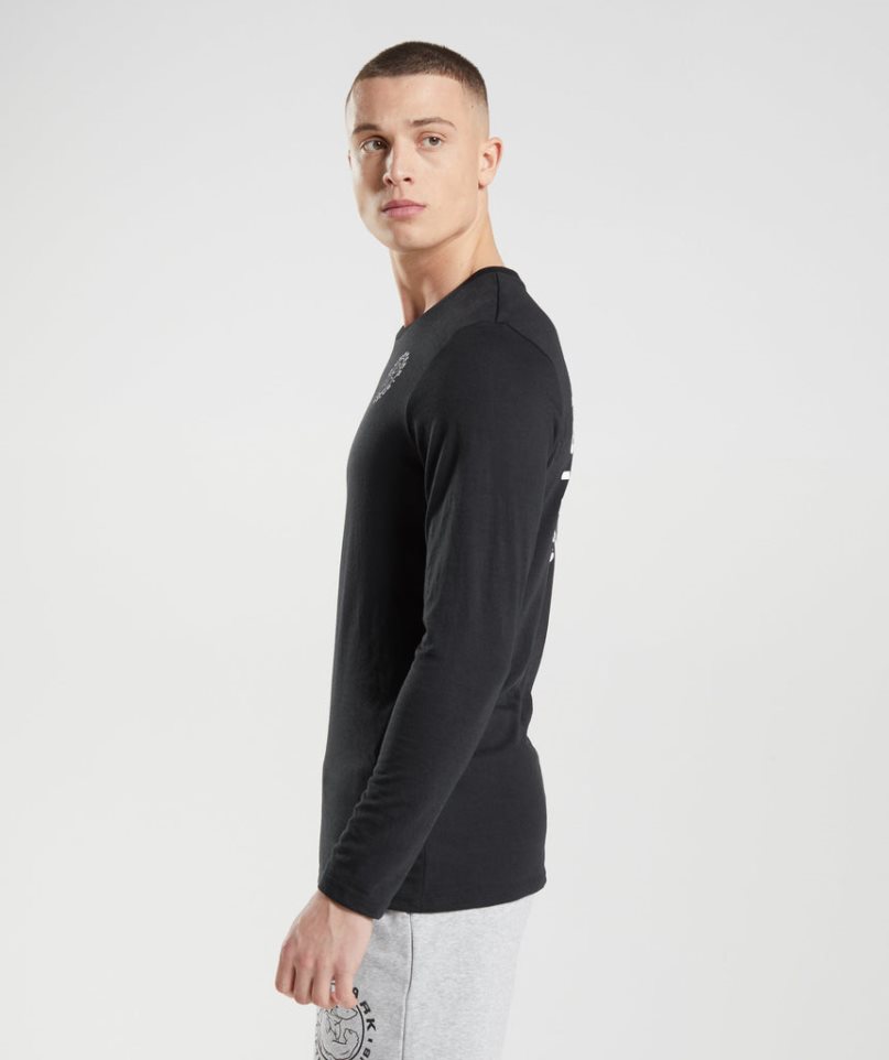 Gymshark Legacy Long Sleeve Férfi Póló Fekete | HU-Y-421