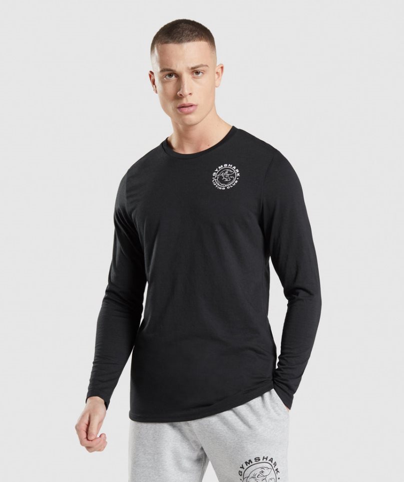 Gymshark Legacy Long Sleeve Férfi Póló Fekete | HU-Y-421