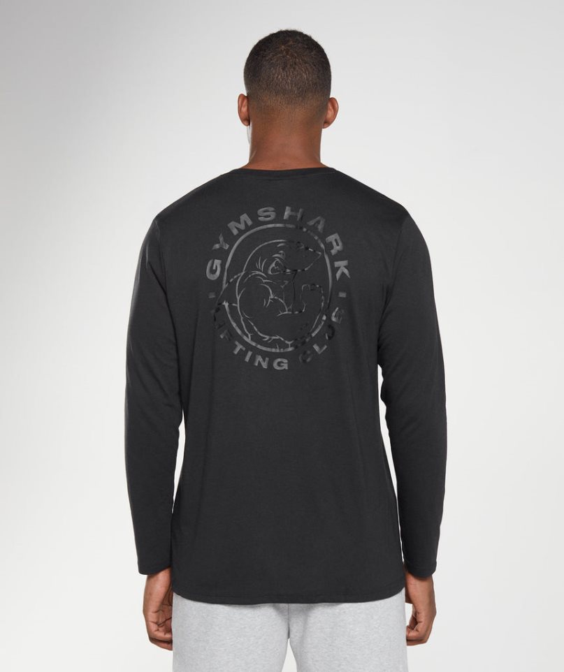 Gymshark Legacy Long Sleeve Férfi Póló Fekete | HU-Y-458