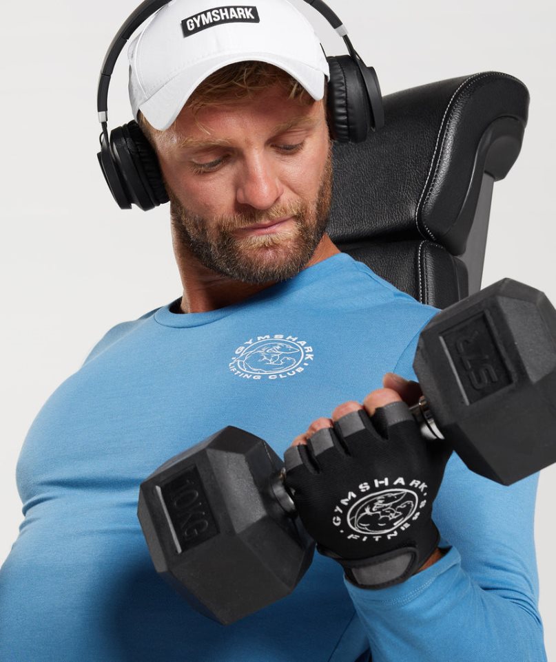 Gymshark Legacy Long Sleeve Férfi Póló Kék | HU-P-718