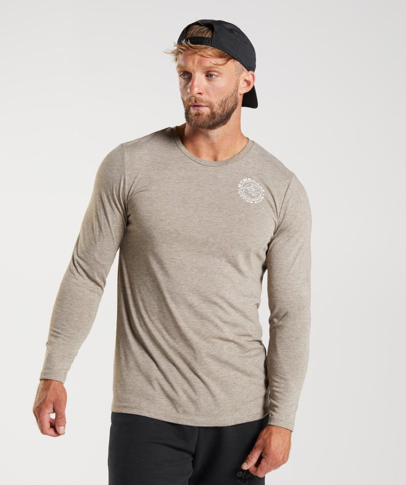 Gymshark Legacy Long Sleeve Férfi Póló Szürke | HU-X-354