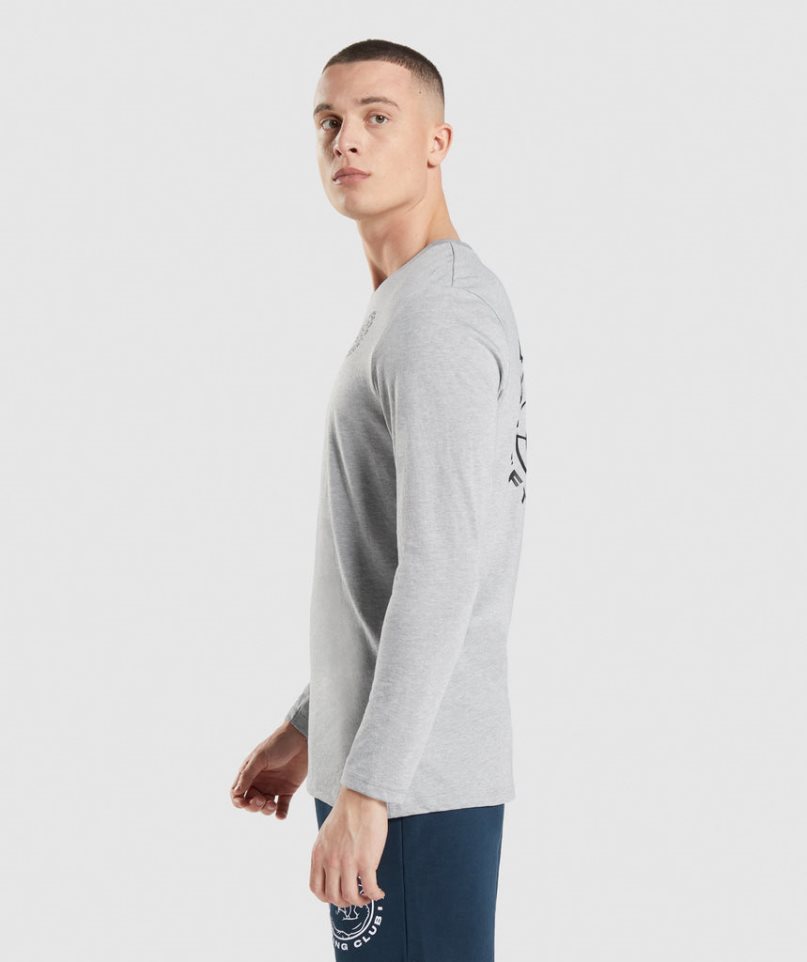 Gymshark Legacy Long Sleeve Férfi Póló Világos Szürke | HU-P-385