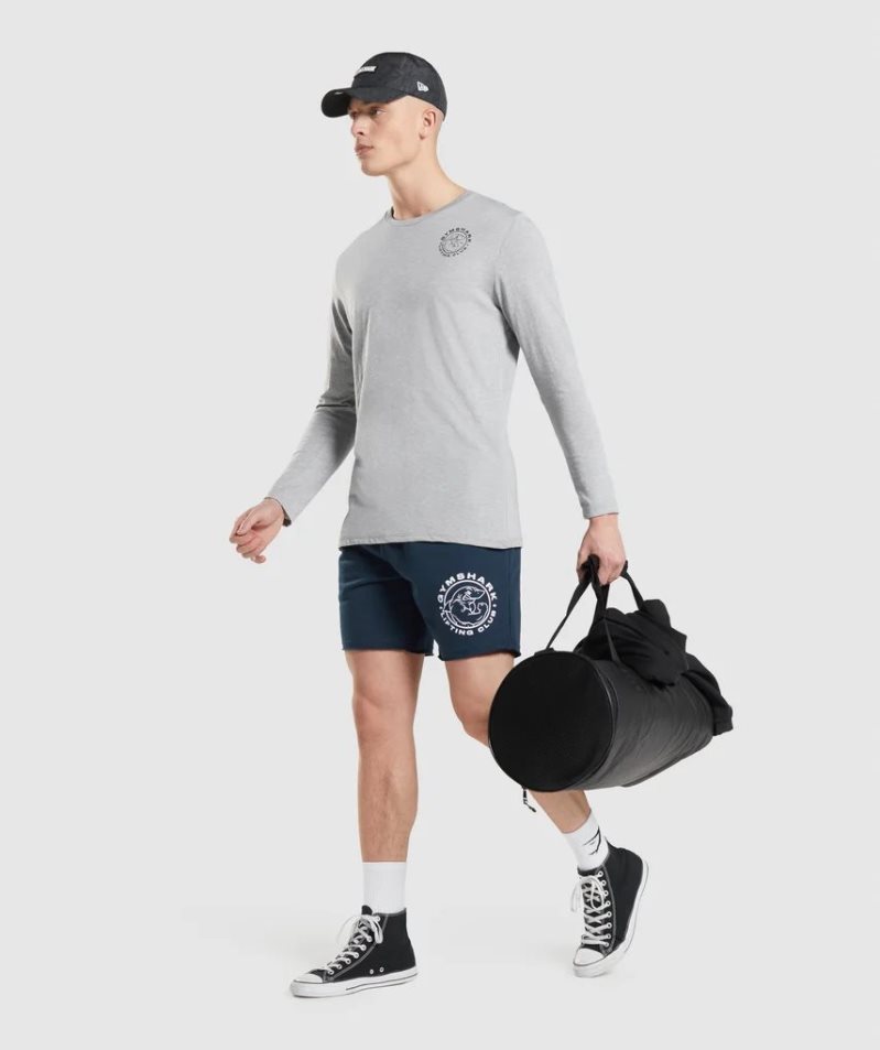 Gymshark Legacy Long Sleeve Férfi Póló Világos Szürke | HU-P-385