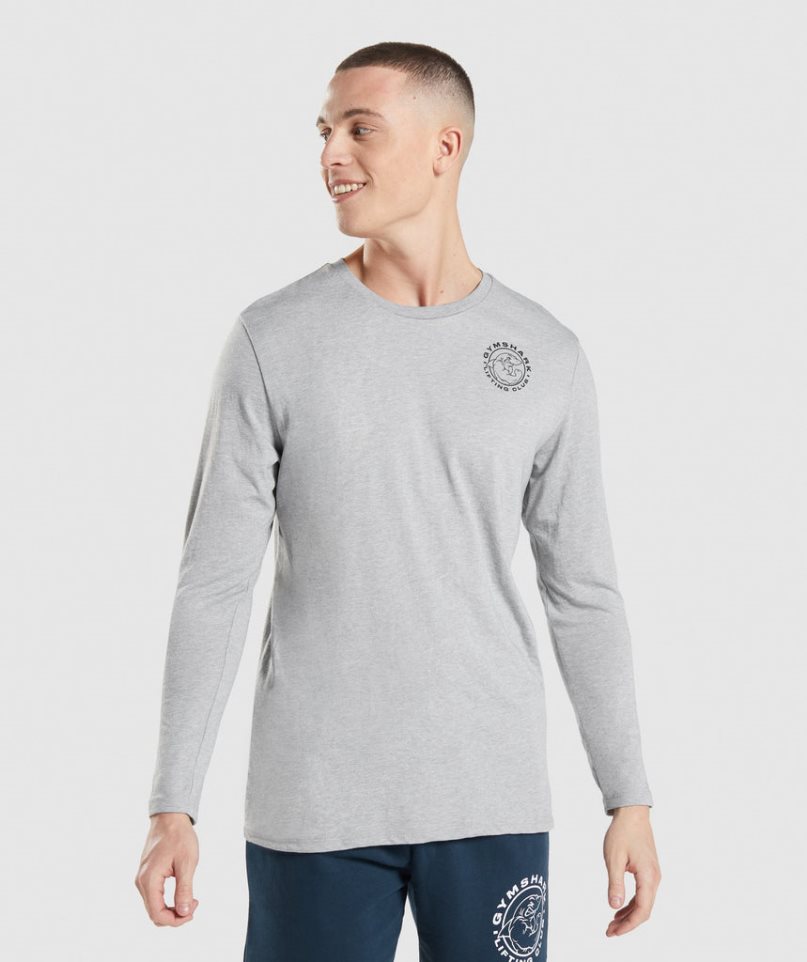 Gymshark Legacy Long Sleeve Férfi Póló Világos Szürke | HU-P-385