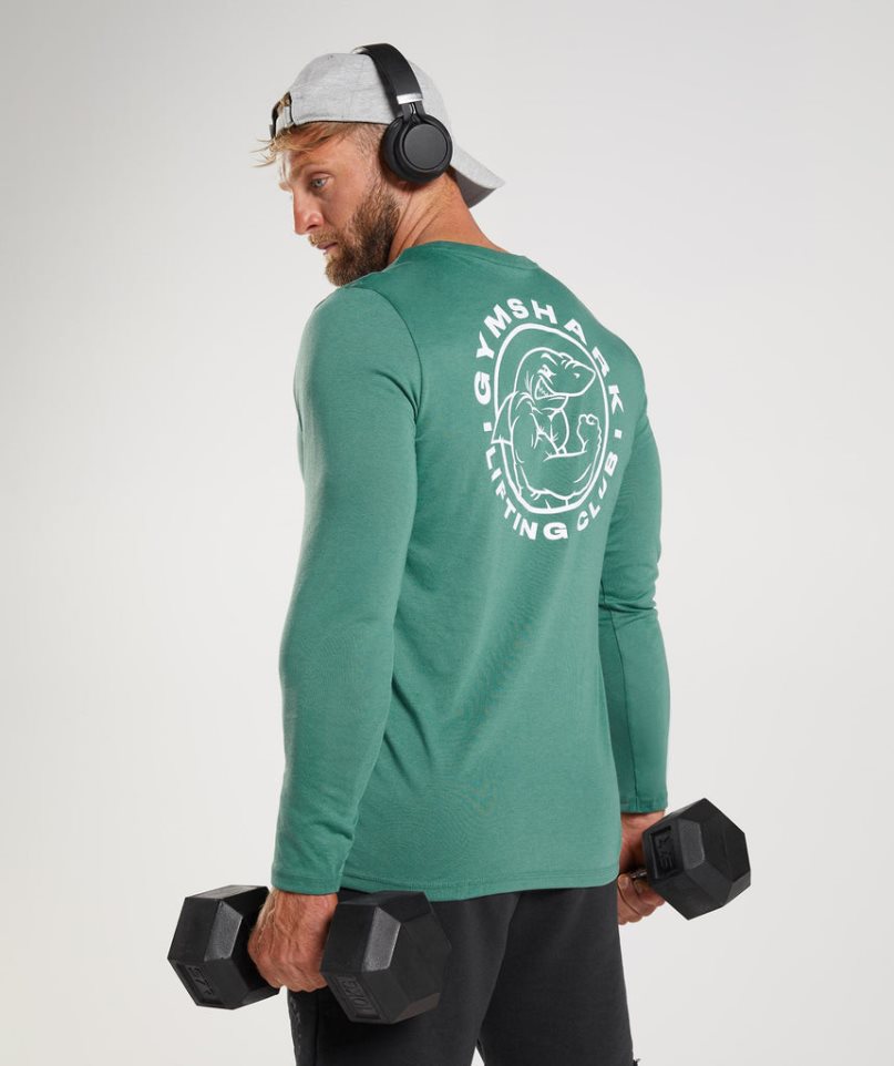Gymshark Legacy Long Sleeve Férfi Póló Zöld | HU-H-502