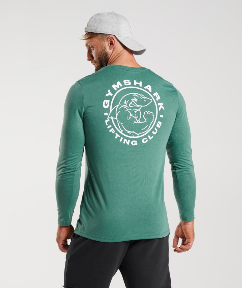 Gymshark Legacy Long Sleeve Férfi Póló Zöld | HU-H-502