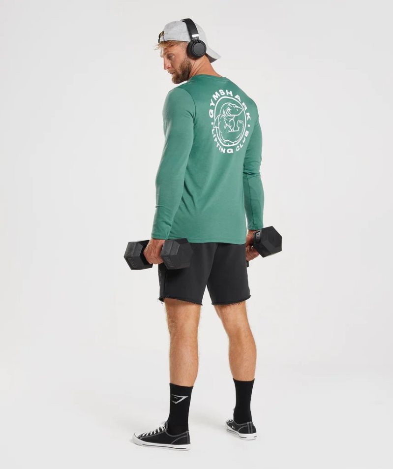 Gymshark Legacy Long Sleeve Férfi Póló Zöld | HU-H-502