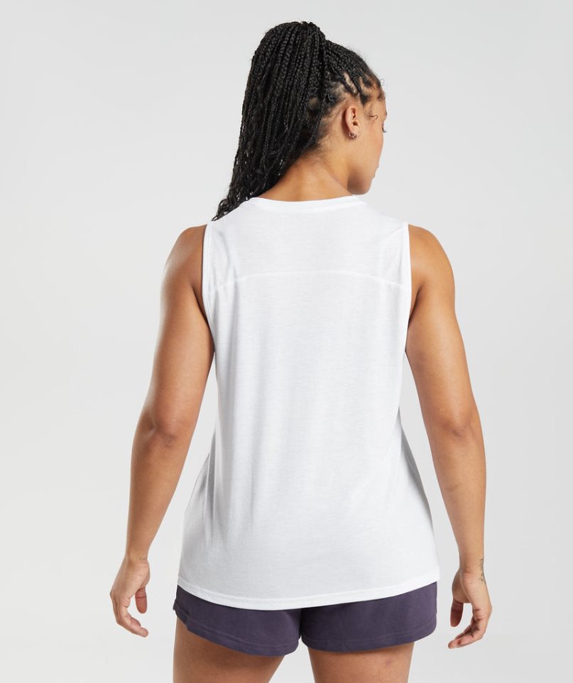 Gymshark Legacy Női Ujjatlan Póló Fehér | HU-O-716
