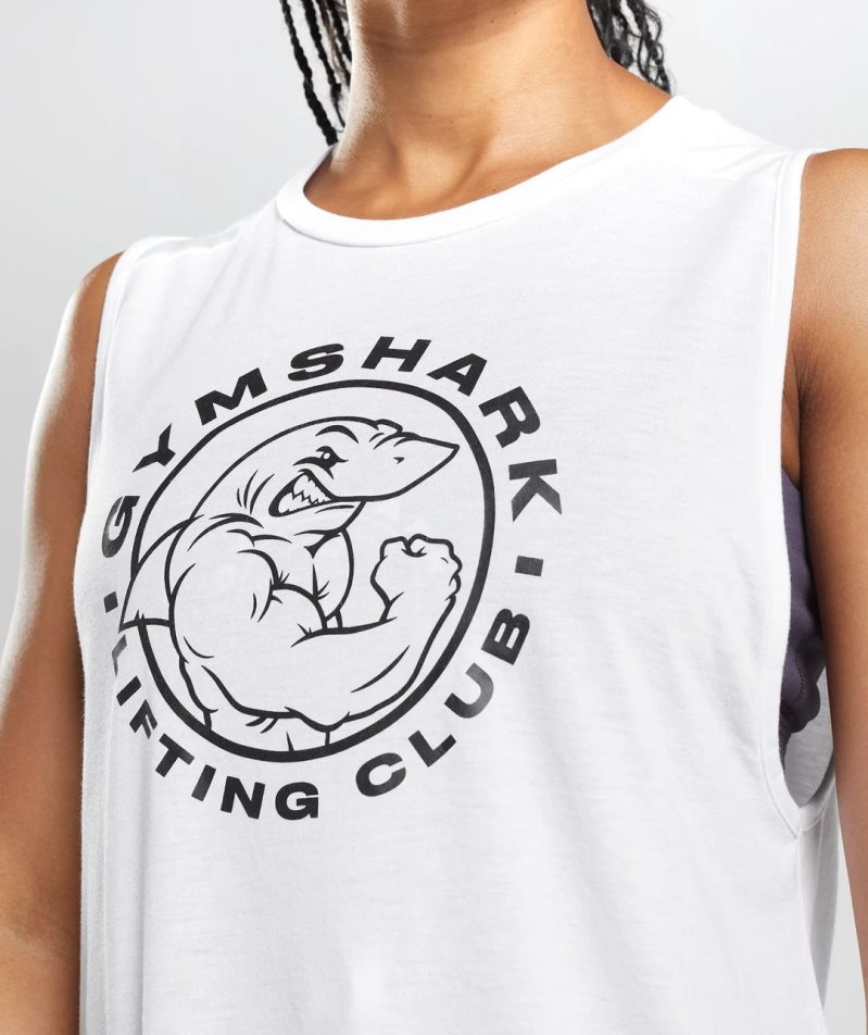 Gymshark Legacy Női Ujjatlan Póló Fehér | HU-O-716