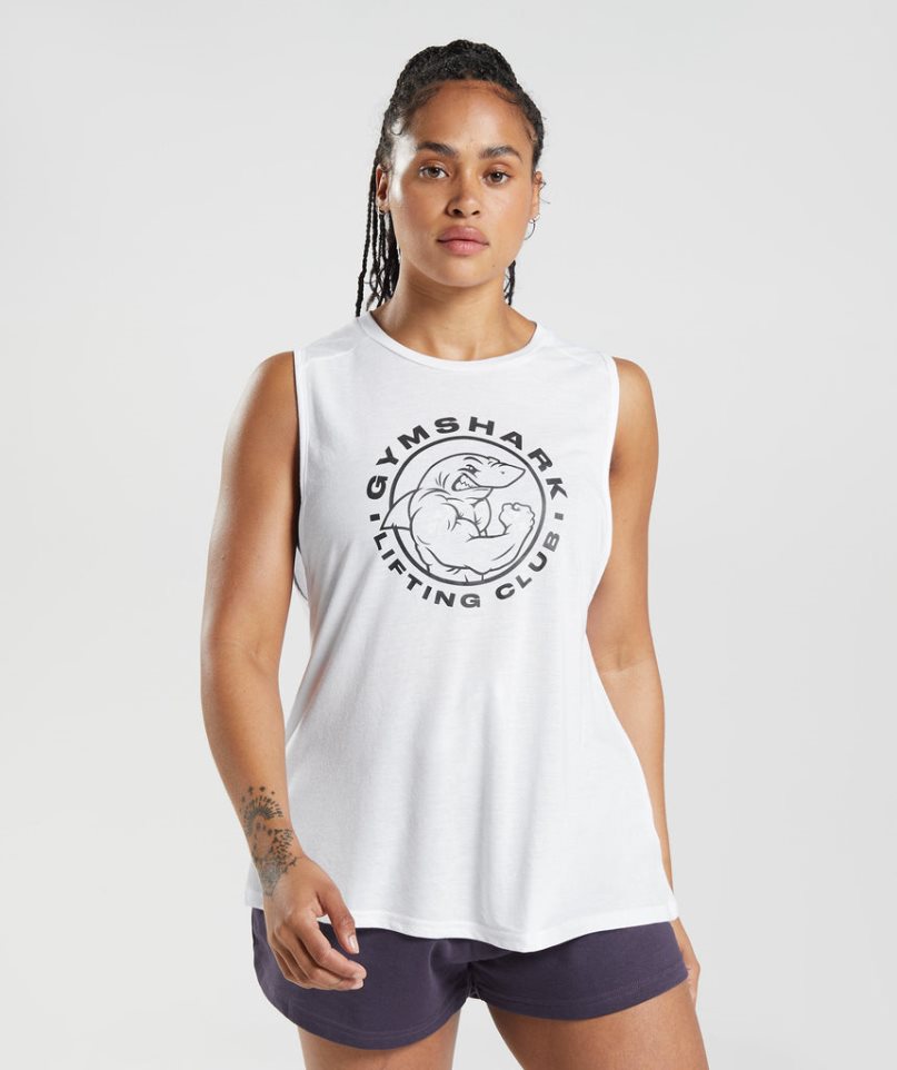 Gymshark Legacy Női Ujjatlan Póló Fehér | HU-O-716