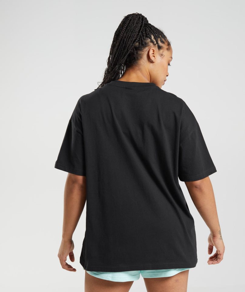 Gymshark Legacy Oversized Női Póló Fekete | HU-D-816