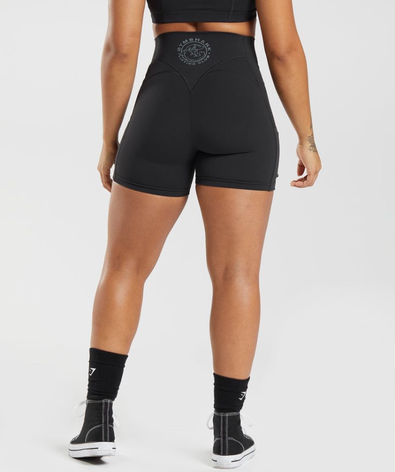 Gymshark Legacy Ruched Tight Női Rövidnadrág Fekete | HU-L-643
